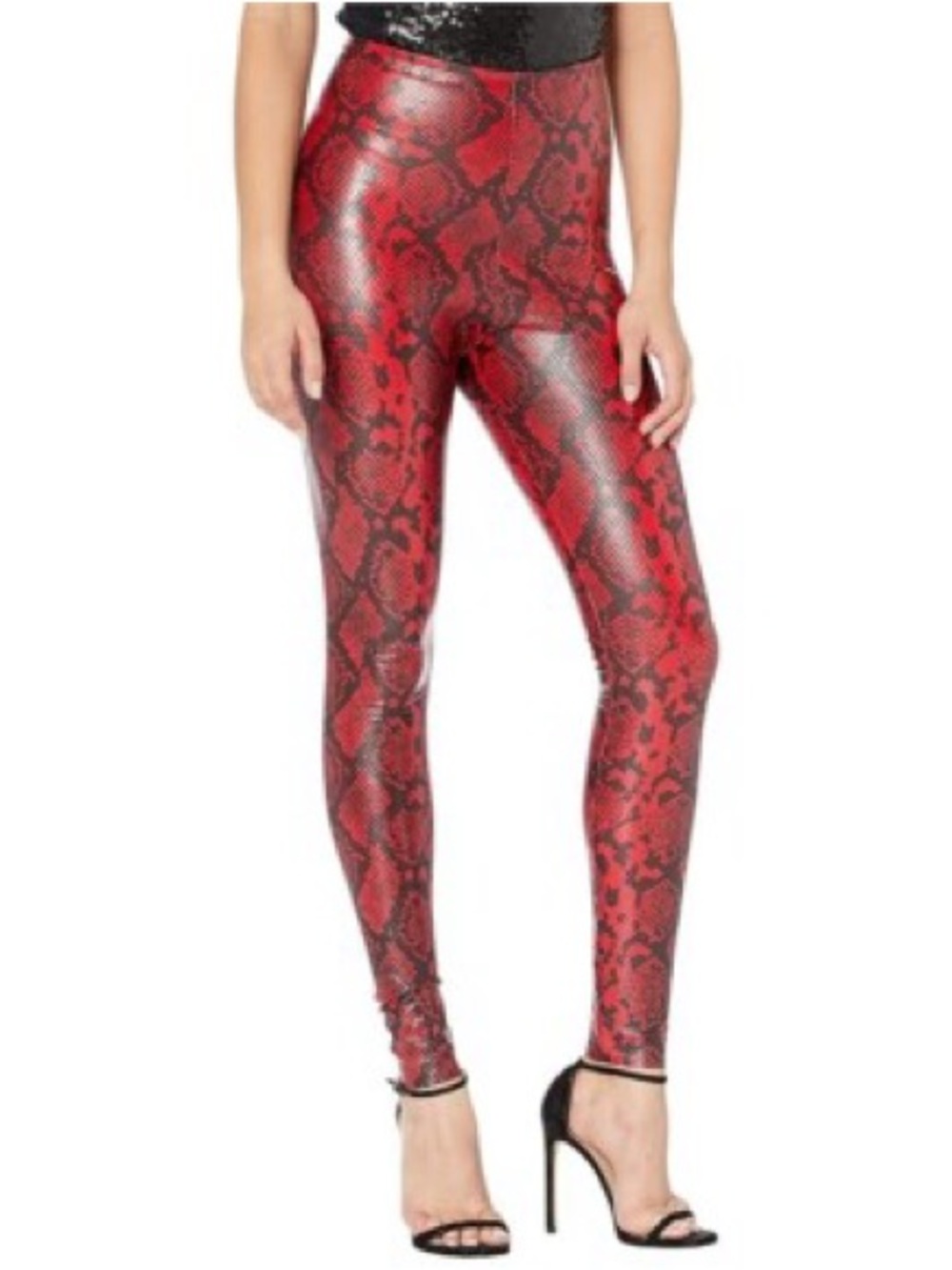 Commando Faux Leather Animal Legging Red & Black